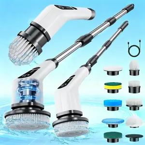 Mothersdaysale Electric Spin Scrubber Cordless Shower Scrubber-lPX7 Waterproof Multi-Surface Cleaning Brush with 9 Brush Heads Long-lasting performance 3/5 Speed Extendable Handle for Bathroom Kitchen Tile, and Floor Durable Cleaning Helper Utensils