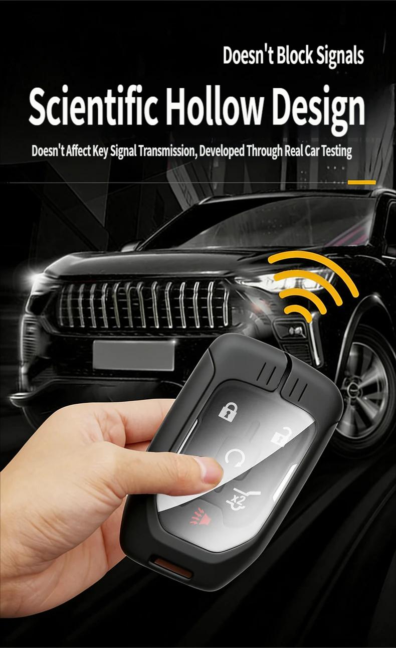 Suitable for GMC key fob protective case with keychain, full metal protection for key shell, compatible with GMC Chevrolet Acadia, Sierra, Terrain, Silverado 1500, 2500HD, 3500HD
