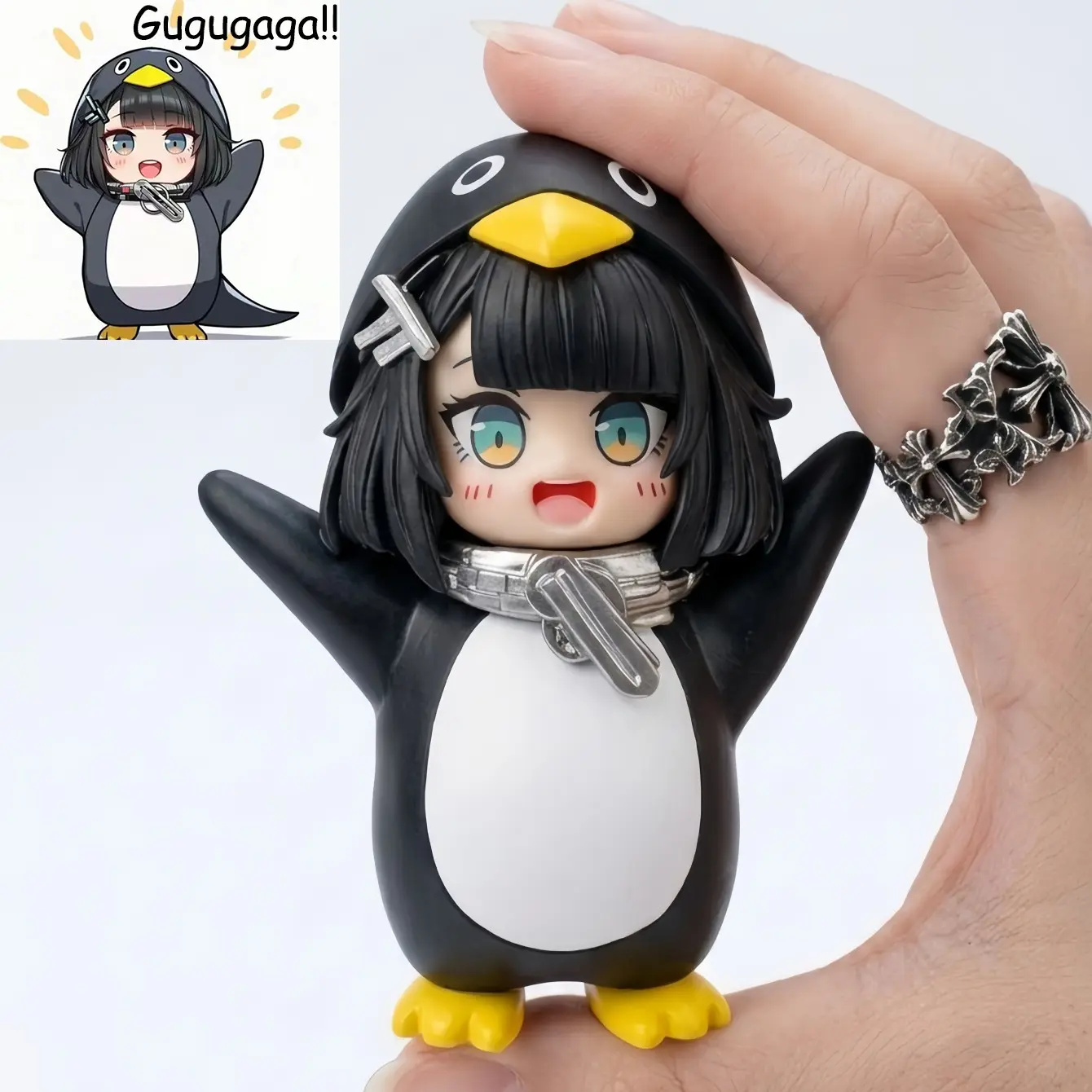 Funny Penguin Meme Plush Toy, Humorous Desktop Decoration, Cartoon Game Enthusiast Gift, Gugugaga Fun Figurine, Resin Figure, Perfect for Desk Decor, Resin Animal Figurines, Decorative Figurine, Funny Home Decor