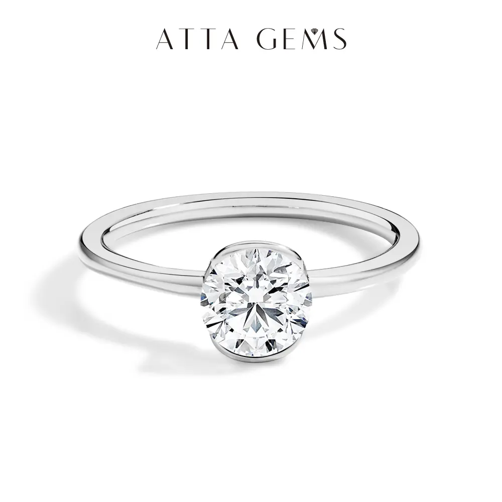 ATTAGEMS Classic Round Cut 1.0ct Artificial Moissanite Ring, Women's Solitaire Engagement Ring, Fine Jewelry for Daily Wear & Party Use R124, Solitaire Engagement Rings