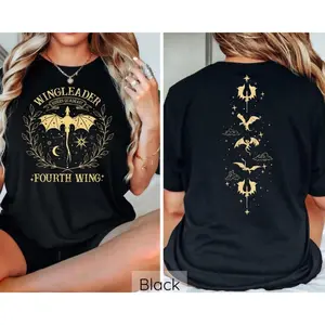 Wingleader Fourth Wing Shirt, Basgiath War College Book T-Shirt, Night Court Sarah J Maas Crewneck, Dragon Rider Shirt, Riders Quadrant Tee,Black-Hoodie Black-Sweatshirt