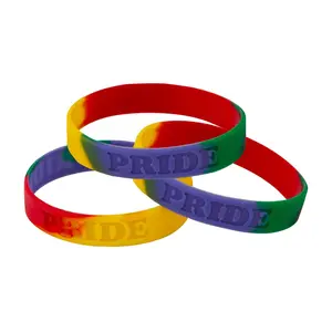7 1/4" Pride Parade & Event Handout Rainbow Rubber Bracelets - 24 Pc.