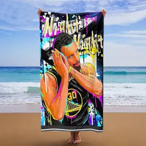 Basketball player Stephen Curry's colorful graffiti art, beach towel and beach towel multi-purpose