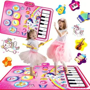 3 In 1 Piano Mat , Dance Mat, Music Sensory Play Mat Piano Keyboard&Jazz Drum Music Touch Play Carpet With 2 Sticks For Kids Instrument Education Gift, Christmas Halloween Gifts, Random Color