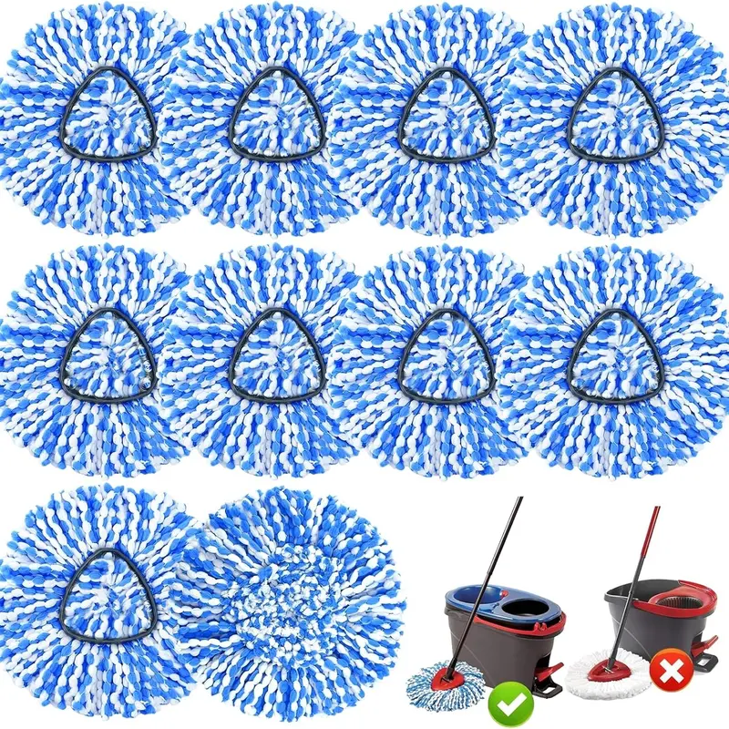 2-Tank System Spin Mop Replacement Head, 10 Pack Mop Head Replacement Compatible RinseClean System, Microfiber, Machine Washable, Easy to Replace and Deep Cleaning