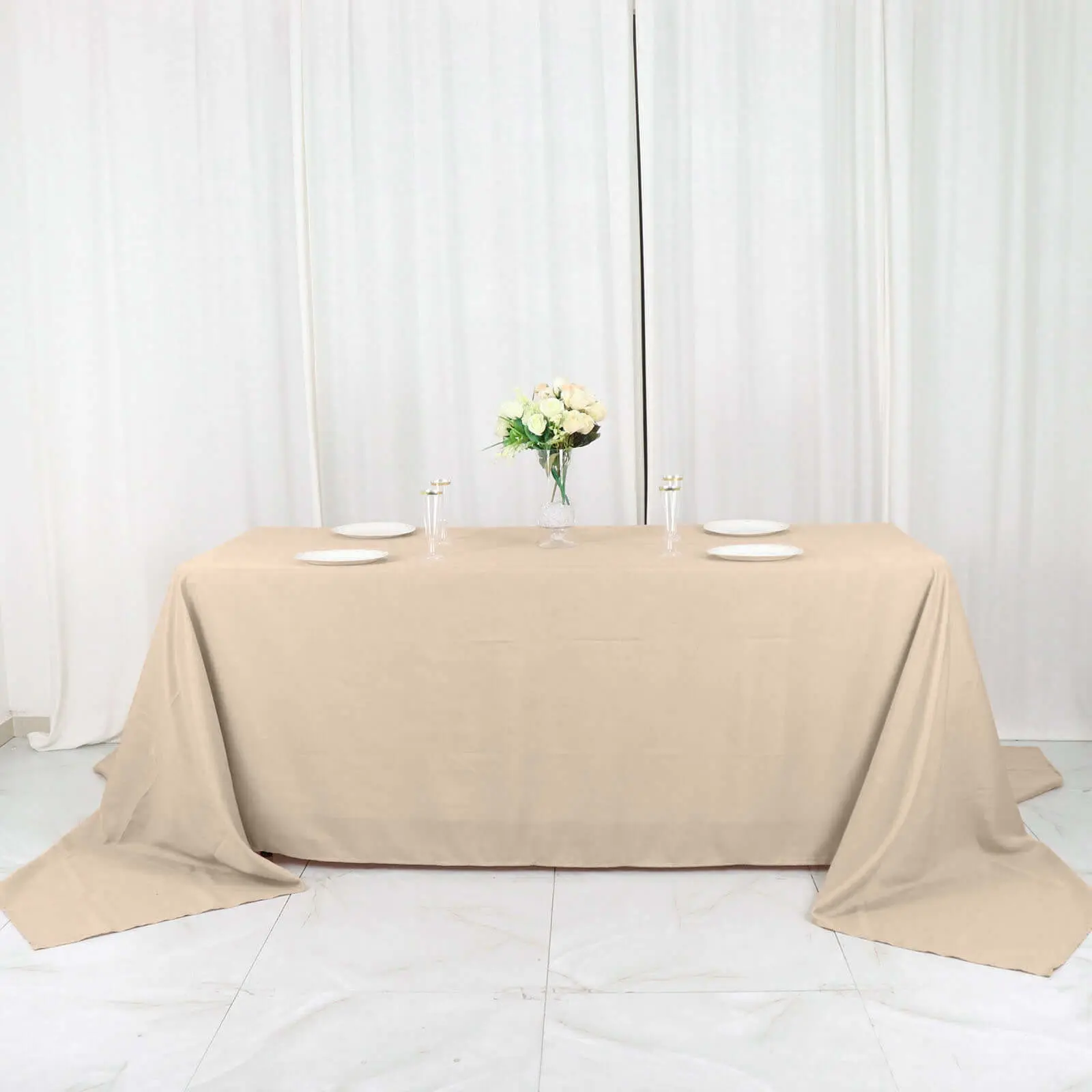 Polyester Rectangle Tablecloth 90"x156" Nude with Seamless Finish