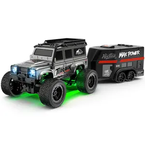 1:64 Mini RC Climbing Car with Trailer, Full Proportion Off-Road Vehicle, Thanksgiving Christmas Gift, Suitable for Ages 3+, Remote Control Truck, RC Cars