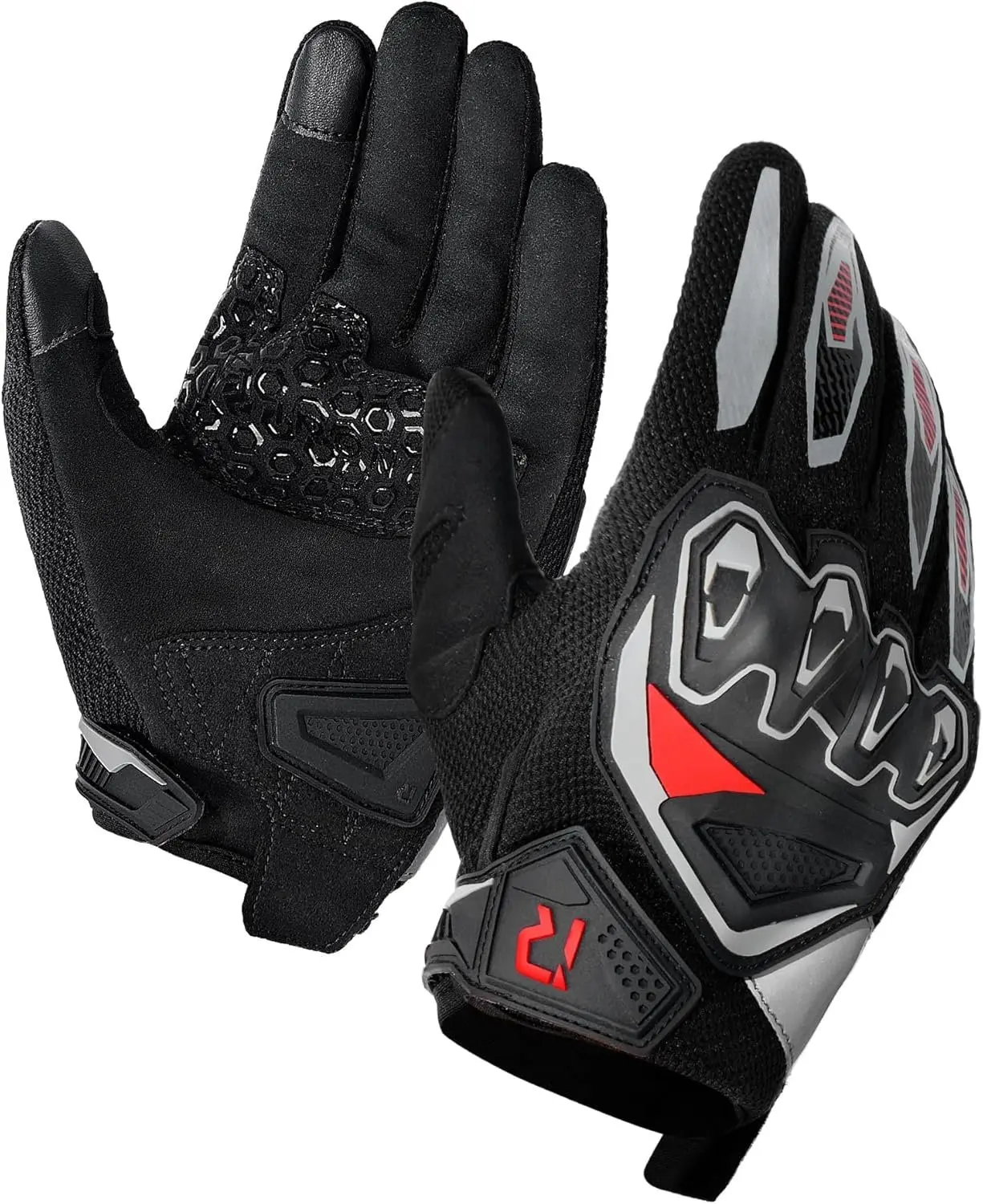 Gloves for Men & Women, Summer Touchscreen Riding Gloves with Palm Sliders, Protective Gear for Road Racing, Dirt , BMX, ATV Black-L