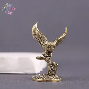 Vintage Brass Branch Owl Figurine, Mini Copper Owl Statue, Handcrafted Metal Sculpture, Antique Home Decor for Home & Desk Decor