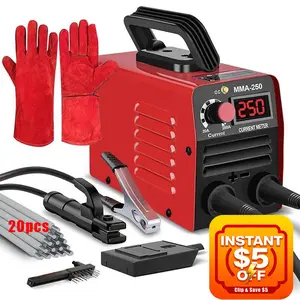 INSTANT $5 OFF Super Mini Stick Welder 110V 250A ARC Portable MMA for Beginners with 10pcs Rod Tools IGBT Inverter Hot Start Arc Force Anti-stick Red Welding Machine