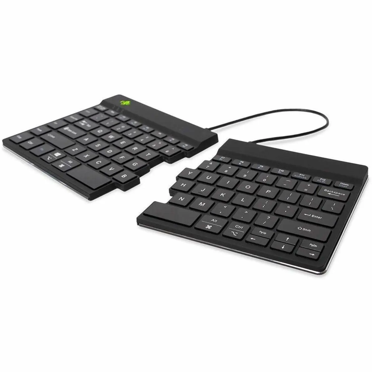 R-Go RGOSBUSWLBL Slim Ergonomic Split Layout Keyboard - QWERTY, Bluetooth 5, Break Light, Portable Computer Accessory for Office Use