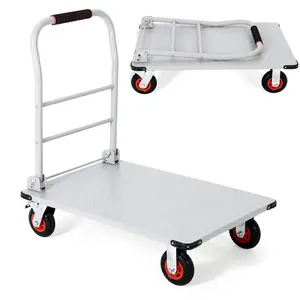 Heavy Duty 1800LBS Platform Truck Cart, 36"x24" large collapsible flatbed with 6-inch swivel brake wheels. Foldable portable utility hand dolly, sturdy and labor-saving, perfect for warehouse, garage, shipping and daily moving transport.