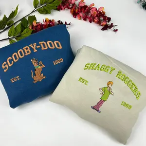 Scooby Doo and Shaggy Rogers Embroidered Shirt, Scooby Doo Shirt, Trending Crewneck, Couple Shirt, Christmas Gift EH304-305