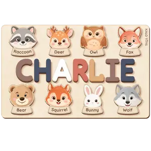 Personalized Name Puzzle Jungle for Toddlers 1-3 - Custom Wooden Baby Gift with Animals & Storytelling - 1st Birthday Gift for Girl & Boys - Ideal for Personalized Baby Gifts