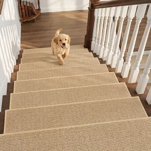 [Summer Wins] Amoami Beige Non Slip Stair Treads, 15PCS Carpet Stair Runners for Wooden Steps, Rubber Backing Safety Stair Mats for Kids and Dogs, Washable Residue Free Stair Mats, 8"x30" Stair Mats