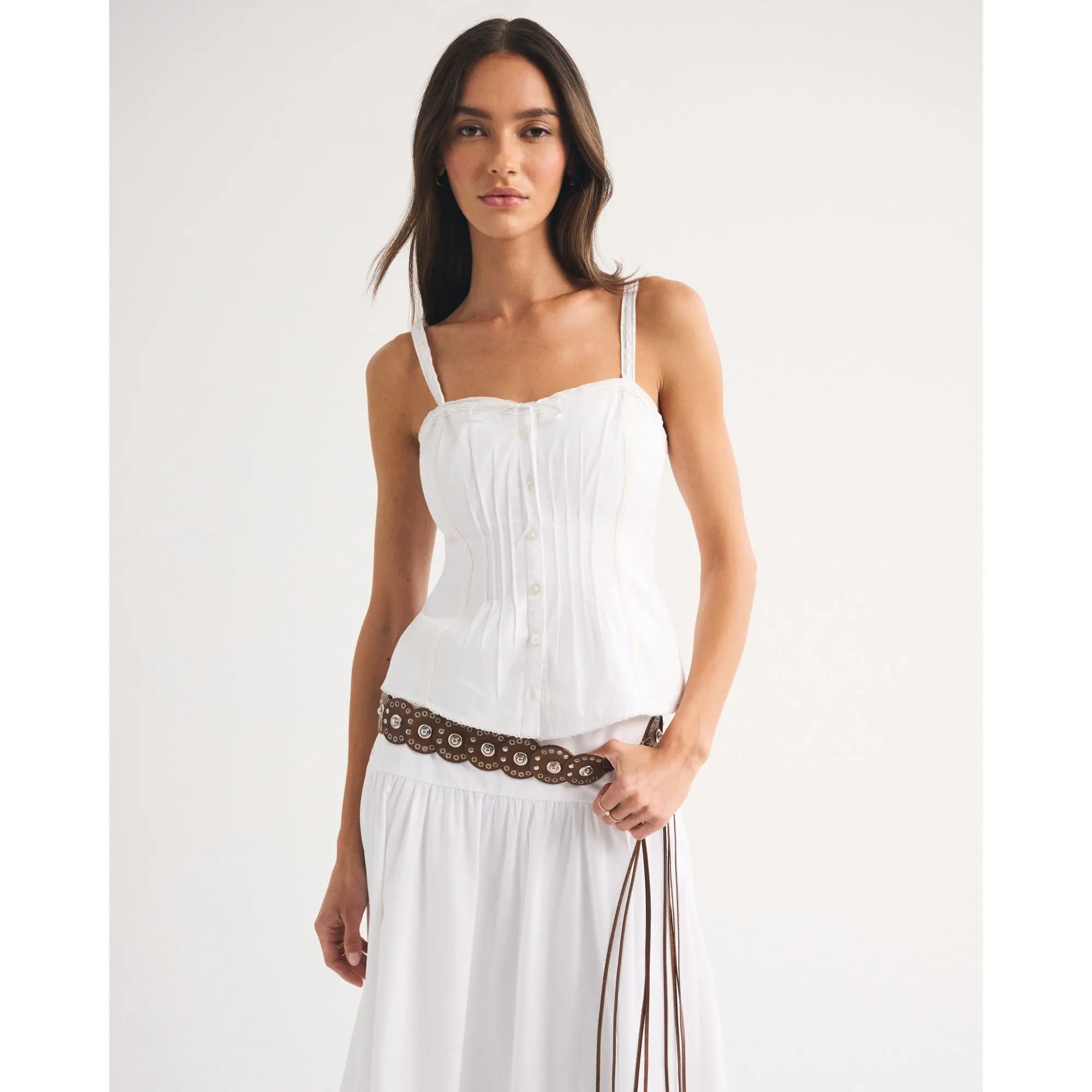 Abercrombie & Fitch Tie-Front Lace-Trim Cami