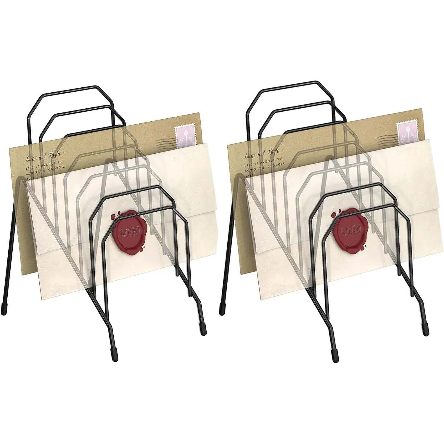 Gawerk Incline Desk Mail Organizer Letter Holder with 6-Section 2 Pack