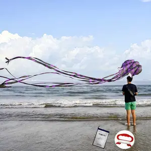 1PC Kite Octopus Large Frameless Soft Parafoil Kites for Adults Easy Flyer Kite for Beach Park Garden Playground Sport 150 Inchs Long Tail Perfect Outdoor Fun