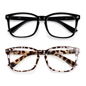 SUNVOES 2 Pack Blue Light Blocking Glasses Spring Hinge For Women Men Unisex - Anti Eyestrain/Glare/Dryness/UV/, Computer Gaming Glasses, Reduce Eye Strain, Sturdy Durable Lightweight Stylish Square Frame,  High-Quality Premium Textured Unisex Accessory.