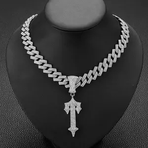New Cross Sword Pendant full diamond Cuban chain Hip hop legend big sword ornament