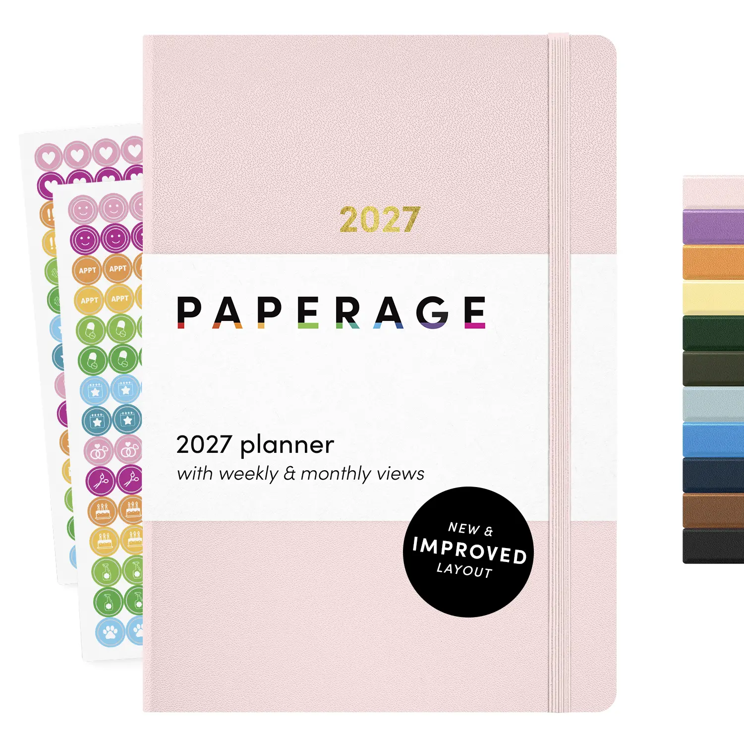 PAPERAGE 2027 Weekly & Monthly Planner, 12 Months (January 2027 - December 2027), 5.6 in x 8 in, Hardcover 2027 Planner with Weekly & Monthly Spreads, Note Pages, Stickers & Back Pocket
