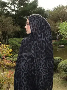 Women's Fashion Leopard Print Scarf 85*180cm, Stylish Accessory for Women, Headscarf Turban Hijab Perfect for Any Season and Occasion muslim hijab