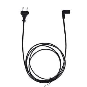 2m 0.75 Square Eu Plug to C7 Power Cable, European Standard Cee 7/16 Connector, Non-Polarized, 90 Degree Angle