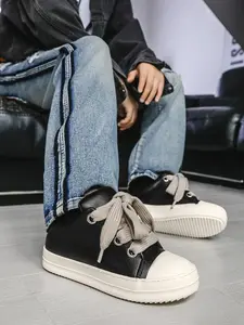 Fashion Unisex Thick Sole Low Top Lace-Up Outdoor Casual Shoes, Sneaker, Lightweight Sporty Walking Shoes for All Seasons