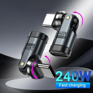 240W USB C to Type C OTG Adapter 540 Rotation 5A Fast Charge Cable Converter for iPhone 16 MacBook Samsung Xiaomi Laptop