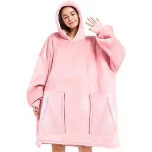 Wearable Blanket, Blanket Hoodie Soft Warm Sweatshirt Gifts for Mom Adults Women Men  Wearable Blanket Hoodie with Pocket (Pink)