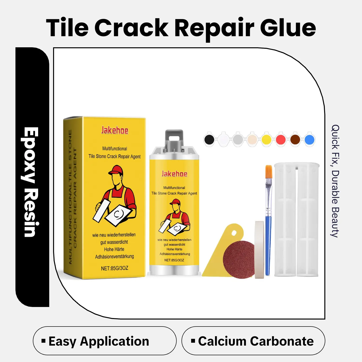 Jakehoe Tile Crack Repair Glue with Strong Adhesion for Glazed Marble Pits, Ceramic Cracks, and Tile Grout Repairs, Adhesion Tile Grout