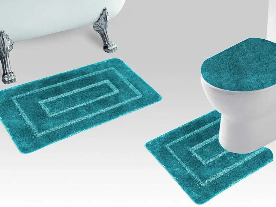 Luxury Home Collection 3 Piece Microfiber Bathroom Rug Set Non-Slip Bathroom Rug Contour, Mat and Toilet Lid