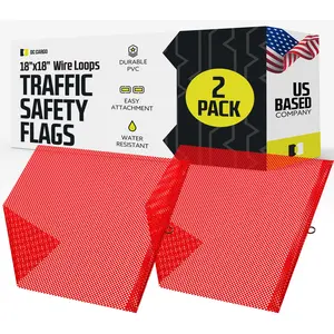 Red Safety Flag with Wire Loop, 2-pack