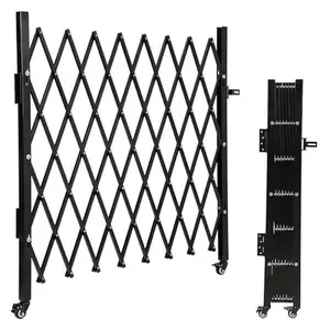 GARVEE Single Folding Security Door - Steel Accordion Gate with 360° Rolling Wheel, Expandable Fence for Courtyards, Garages, Gardens