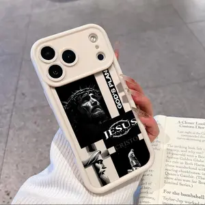 GOD'S PLAN & Jesus Pattern TPU Smartphone Case, Durable Slim Silicone Cellphone Cover for iPhone 17 Air/16/15/14 Pro Max/13/12/11/E/Plus, Brown Non-Slip, Full Camera Protection, Handheld Phone Accessories Compatibility with Screen Protectors, Casing, Prot