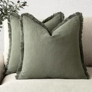 Solid Color Tassel Decor Cushion Cover without Filler, 2 Counts Soft Comfortable Throw Pillow Cover, Household Decoration Supplies, Home Decorative Cushion for Home Living Room Sofa Bed