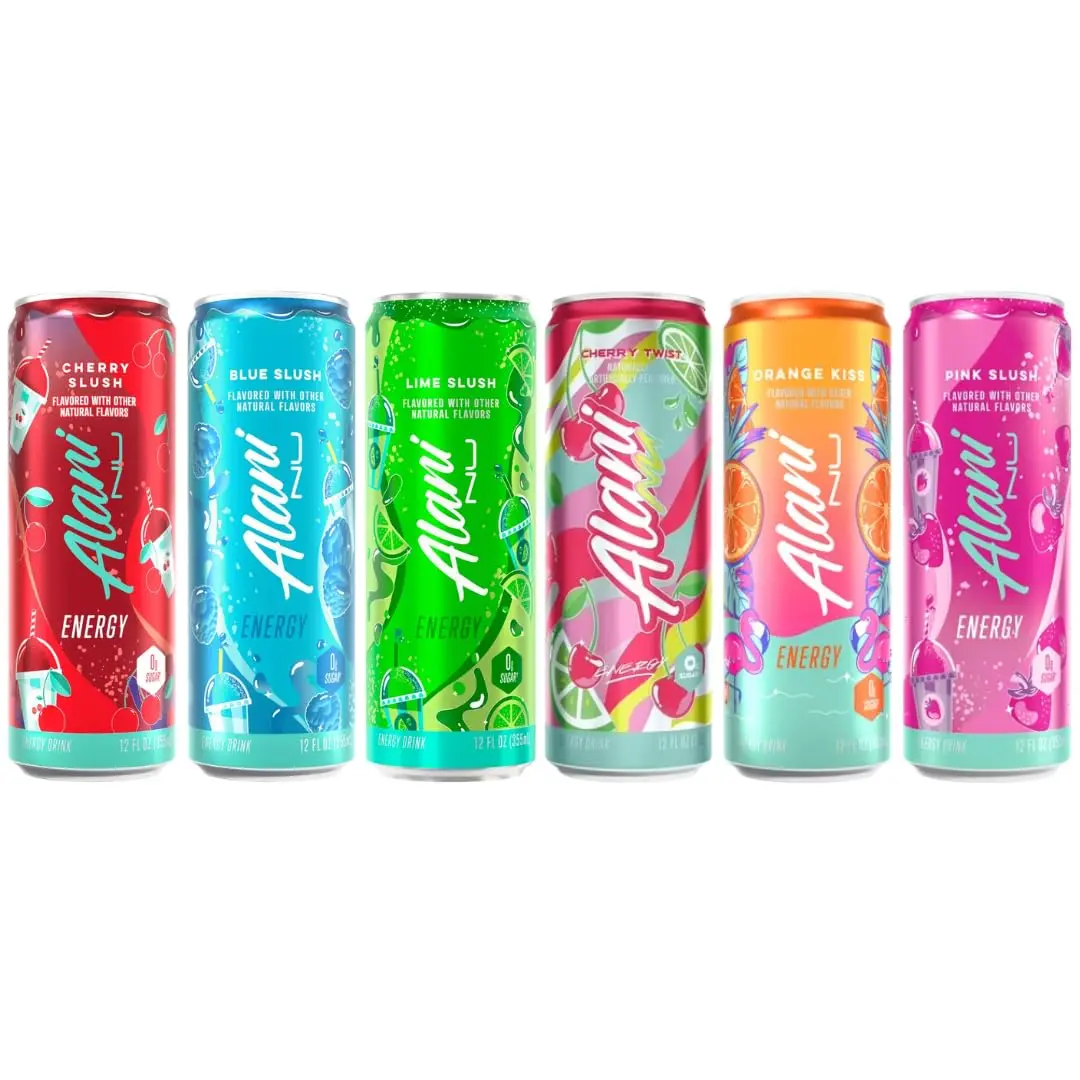 Alani Nu Energy Drink 6-Flavor Variety Pack - Sugar-Free, Low-Calorie, 200mg Caffeine, Biotin B Vitamins, 10 Calories, 12 Fl Oz Cans, 12-Pack Caffeinated Energy Beverage