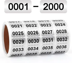 0001-2000 Inventory Number Stickers Labels, Consecutive Small Number Label Tags, Self Adhesive Waterproof Vinyl Number Stickers for Inventory Storage Classification AIQINHU