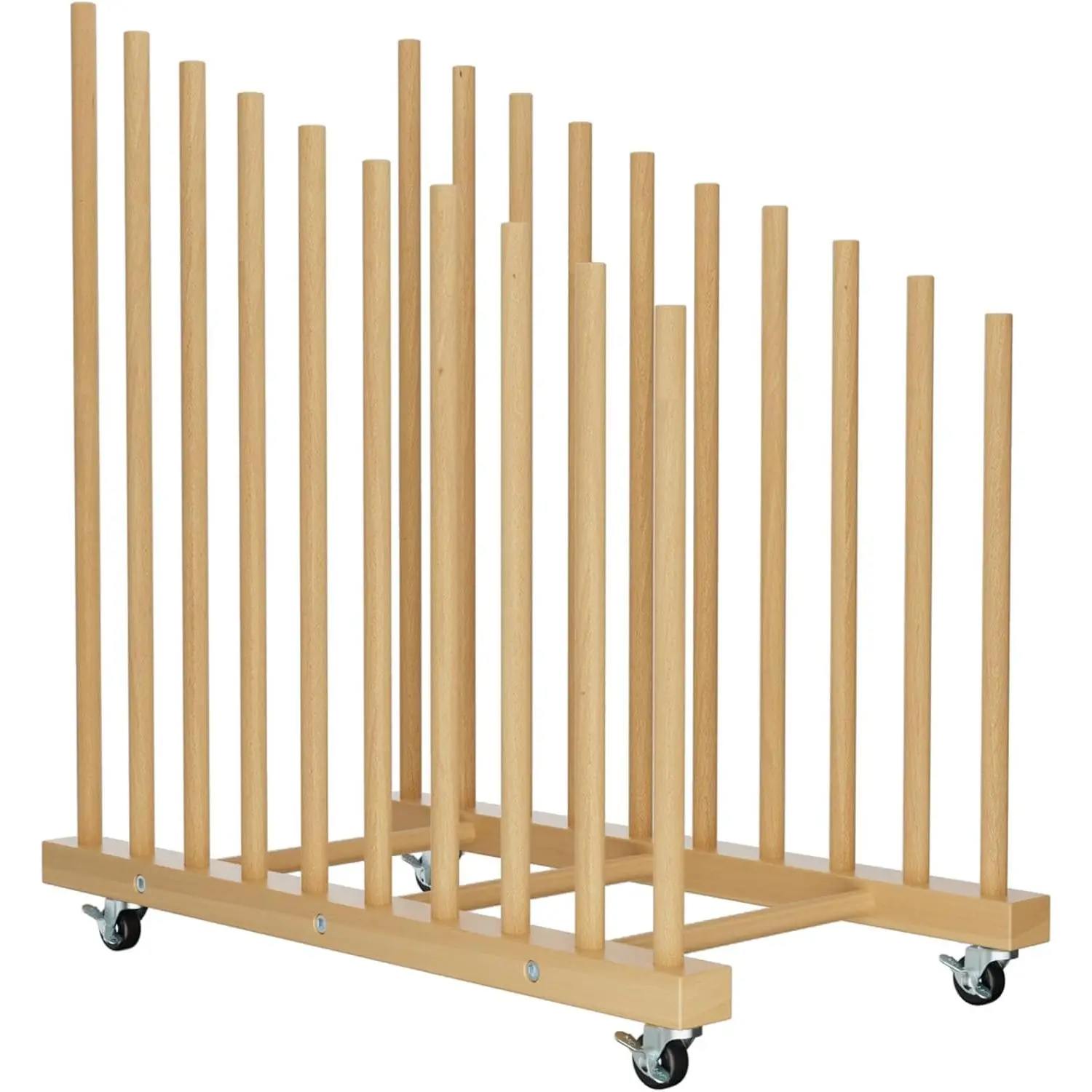 Art Storage Rack with Caster Wheels, 9 Section Wooden Art Canvas Storage for Frames and Drawing Board, Printed Matters, Paper Pads for Studio, Gallery, Art Exhibition