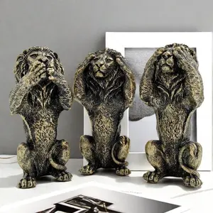 Home decorative piece - Lion statue, Three-piece set for lions, Resin handicraft for home decoration, Decorative sculptures