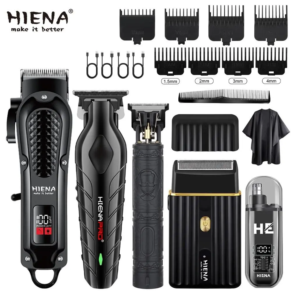 Perfect Gift Set 5-in-1 Men's Grooming Kit, Electric Hair Clipper + Shaver + Nose Trimmer + Beard Styler, Cordless Trimmers Kit, LCD Display & USB Fast Charge, Clippers and Trimmers Set