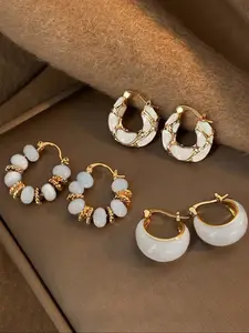 Vintage Elegant Resin Earrings Set for Women, Amber Color, Perfect for Daily Wear, Parties, and Balls, All Seasons