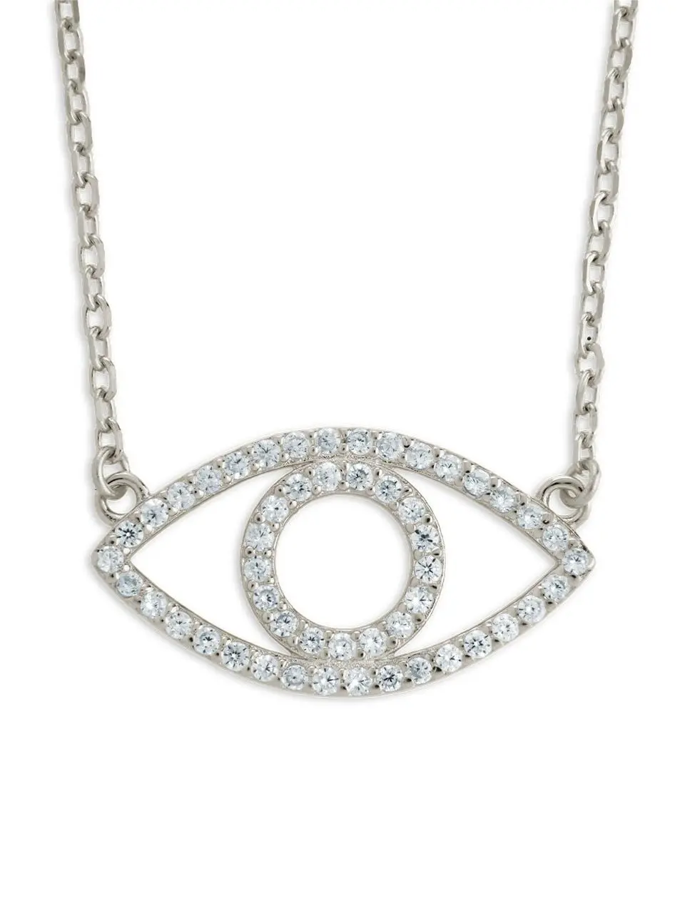 Sterling Silver Ulrika Pavé Evil Eye Pendant Necklace, Modern Silver Necklaces & Pendants, Sterling Forever