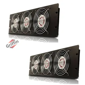 2 PACK - Rackmount Cooling Fan by Griffin | 3U Ultra-Quiet Triple Exhaust Fans, Keep Studio Audio Equipment Gear Cool | Rack Mount on Network IT System Server Rails | Temperature Control Panel Cabinet