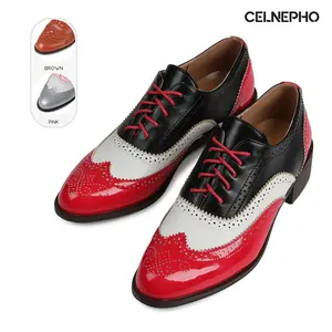 CELNEPHO Oxford Shoes for Women Round Toe Lace-up Wingtips Chunky Block Heel Slip on Casual Party Office Wear Gift Cutout Brogues Saddle Ladies Shoes Dress Shoes Deals For You Days
