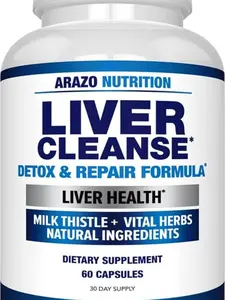 Arazo Nutrition Liver Cleanse Detox & Repair Formula – Milk Thistle Herbal Support Supplement: Silymarin, Beet, Artichoke, Dandelion, Chicory Root