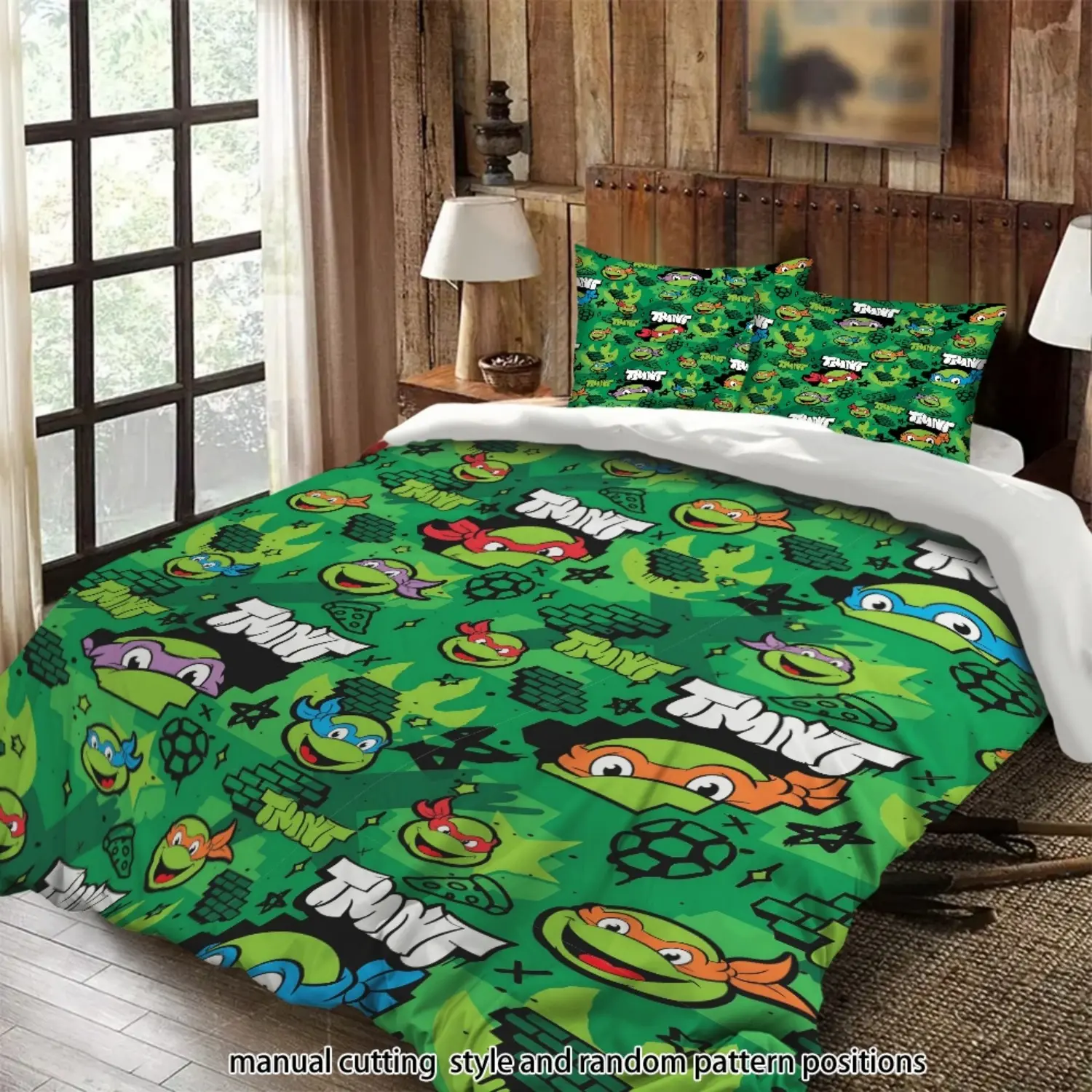 Teenage Mutant Ninja Turtles print 3-piece comforter set, bedding set, Matching Bedding, Bed Sheet Sets, Bed Sheets Set, suitable as a gift, Twin Boys Bedding Set, Bed Sets Supplies