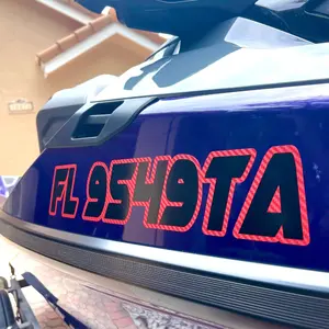 (2) Carbon Fiber Watercraft Registration Number Decals | JetSki Stickers | Boat Numbers