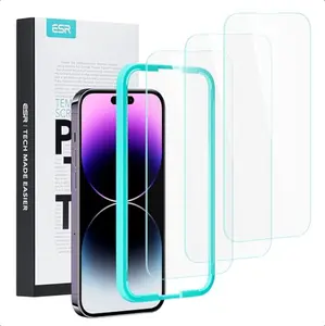 ESR 3 Pack for iPhone 14 Pro Max Screen Protector, Tempered-Glass Film with Easy Installation Frame, Military-Grade Protection, Ultra Tough, Scratch Resistant