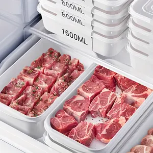 1set/4 Pack Food Storage Containers BPA Free Freezer Containers with Lids Reusable Microwave Safe Airtight Containers for Meat Vegetables Fruits Kitchen Organization